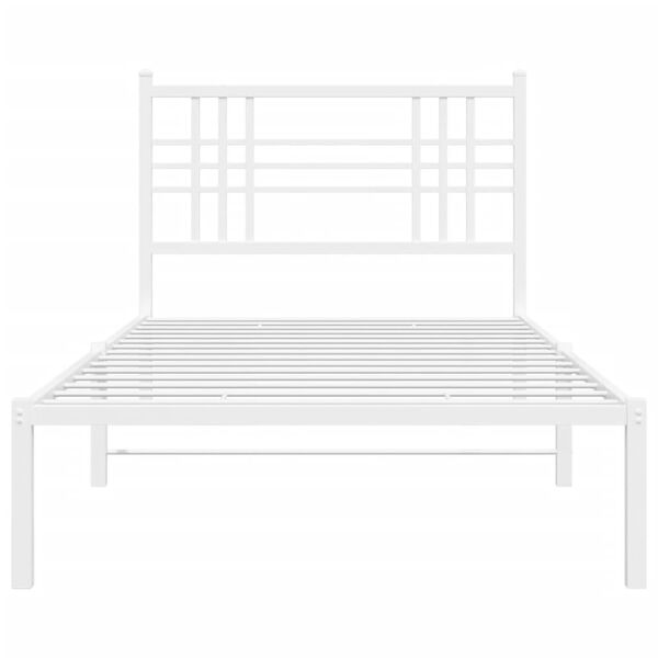 vidaXL Bed Frame White Powder-Coated Steel Single Bed Frame