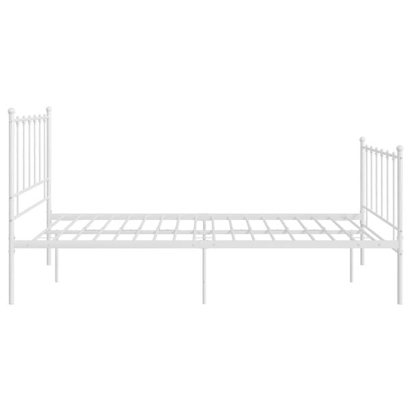vidaXL Bed Frame without Mattress White Metal 120 x 78.7 "