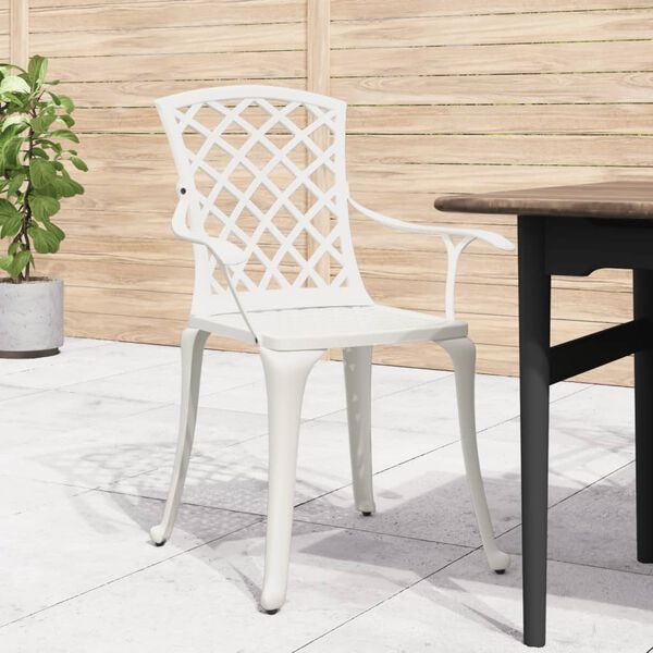 vidaXL Garden Chair White Cast aluminum Medium Ergonomic Garden Chair