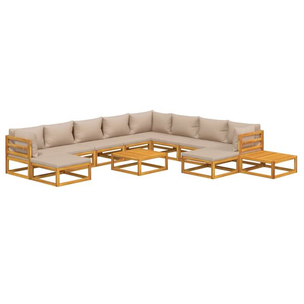 vidaXL Garden Lounge Set Taupe Solid acacia wood Medium Modular