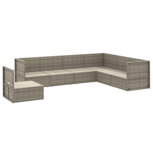 vidaXL Garden Lounge Set Grey PE Rattan, Powder-Coated Steel 7-piece set