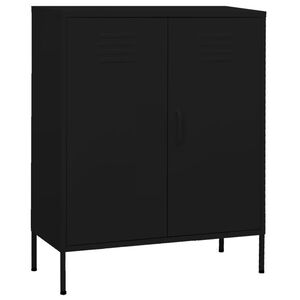 vidaXL Storage Cabinet Black Steel Medium Height-Adjustable Shelves
