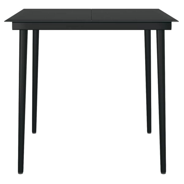 vidaXL Garden Dining Table Black Powder-coated steel, glass