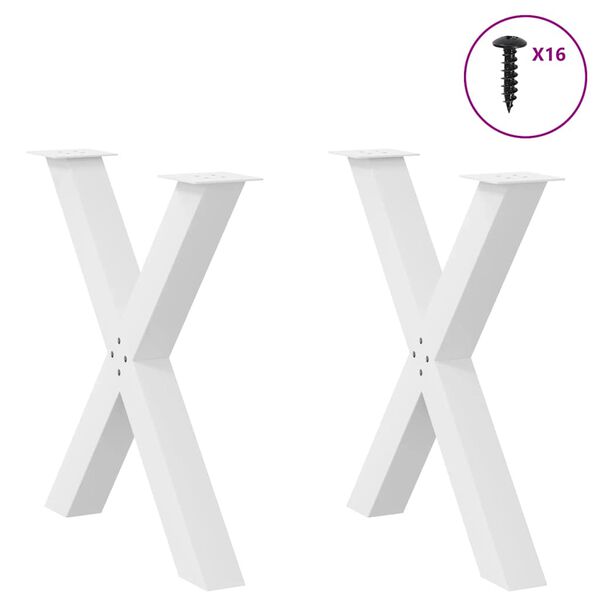 vidaXL Dining Table Leg Set of 2 White Powder-coated steel Standard