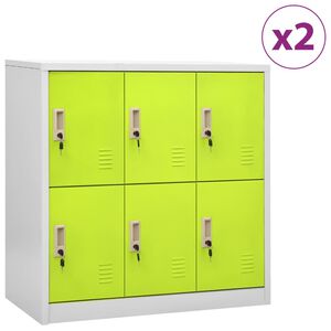 vidaXL Locker Cabinet Set of 2 Light Grey and Green Steel Medium