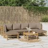 vidaXL Garden Lounge Set Taupe, Natural Bamboo Bamboo, 100% Polyester