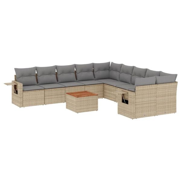 vidaXL Garden Sofa Set Mix Beige PE Rattan Large Foldable