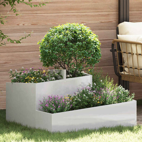vidaXL Garden Planter Silver 31.50 x 31.50 x 19.69 in Stainless Steel