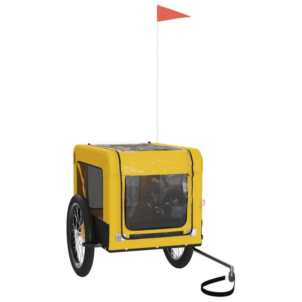 vidaXL Pet Bike Trailer Yellow and Black Oxford fabric, iron, PVC