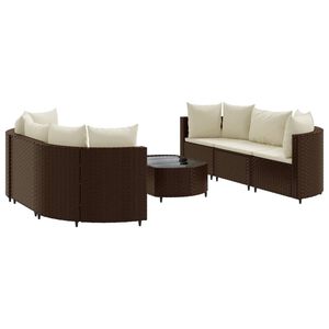 vidaXL Patio Sofa Set Set of 6 Brown, Cream White