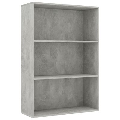 vidaXL 3-Tier Book Cabinet Concrete Gray 31.5"x11.8"x44.9" Engineered Wood