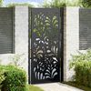 vidaXL Garden Gate Black 39.4x78.7" Steel Wave  Design