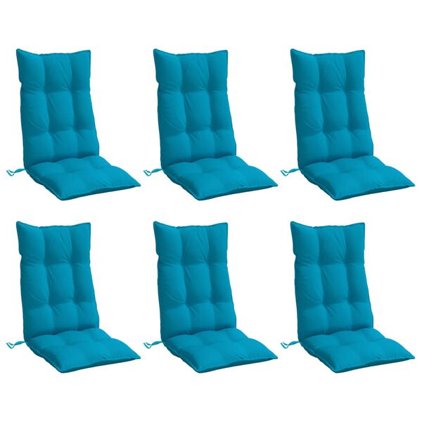 vidaXL Highback Chair Cushion Set of 6 Light Blue