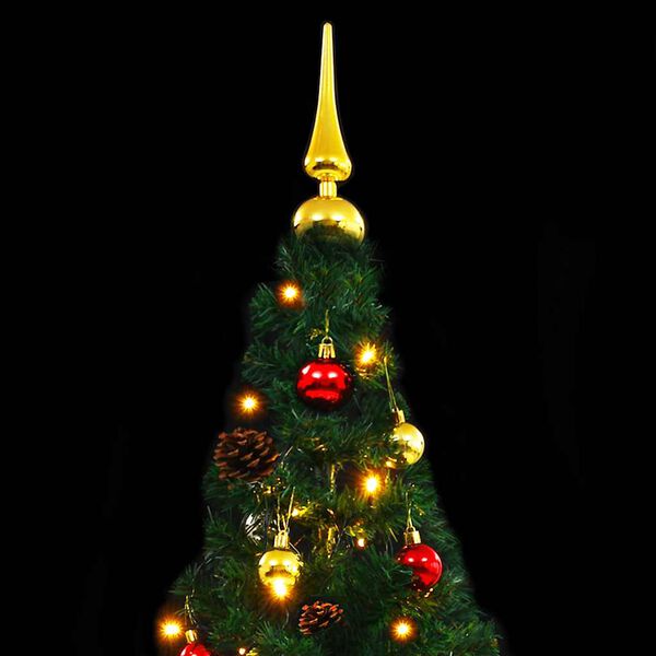vidaXL Artificial Pre-lit Christmas Tree with Baubles Green 7 ft