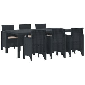 vidaXL Garden Dining Set 7 pcs Anthracite Polt rattan