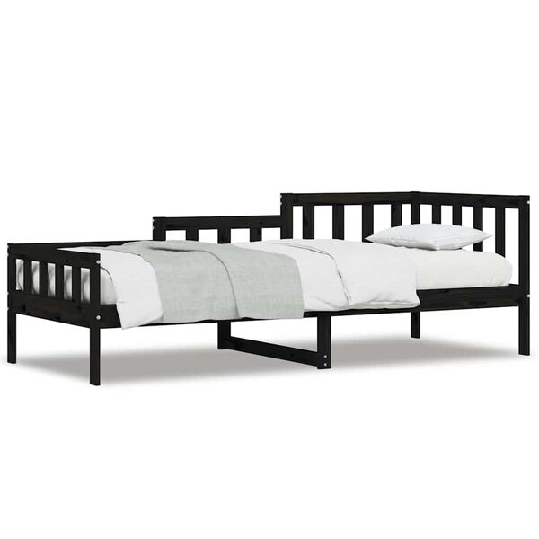 vidaXL Day Bed Black Solid Pine Wood 80.1 in x 34.6 in x 27.0 in