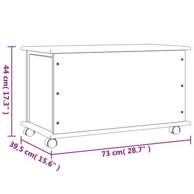 vidaXL Storage Chest with Wheels ALTA 28.7"x15.6"x17.3" Solid Wood Pine