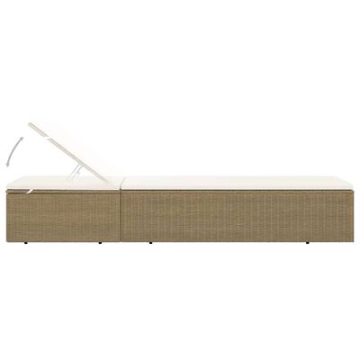 vidaXL Sunlounger Poly Rattan Brown and Cream White
