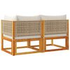 vidaXL Garden Sofa Beige Solid Acacia wood 2-Seater Modular