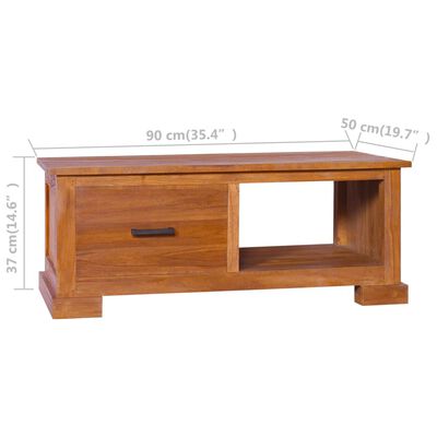 vidaXL TV Stand 35.4"x19.7"x14.6" Solid Wood Teak