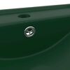 vidaXL Luxury Basin with Faucet Hole Matt Dark Green 23.6x18.1" Ceramic