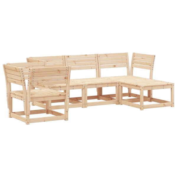 vidaXL Garden Lounge Set Natural Pine Solid Pine Wood 5 Piece Set