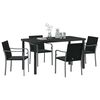 vidaXL Garden Dining Set 5 pcs Black Poly rattan