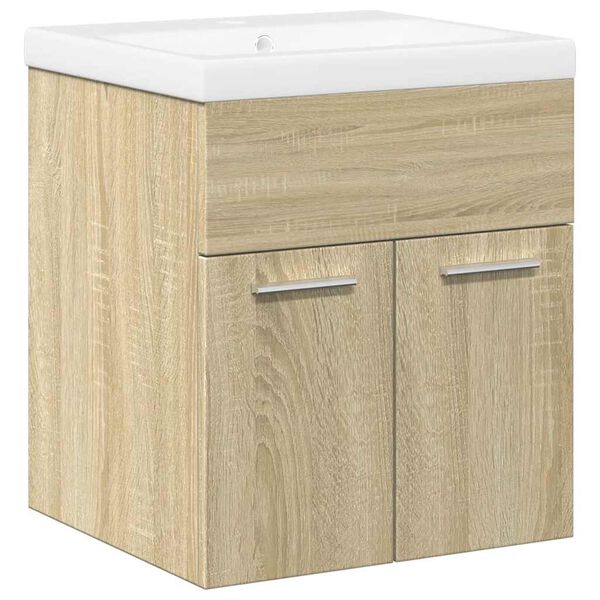 vidaXL Bathroom Furniture Set Sonoma Oak Engineered wood Medium