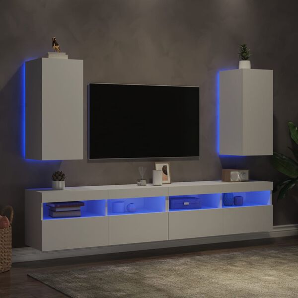 vidaXL TV Wall Cabinet Set of 2 White Engineered Wood Small