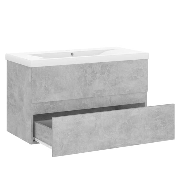 vidaXL Sink Cabinet With Basin Concrete Grey Engineered Wood, Ceramic