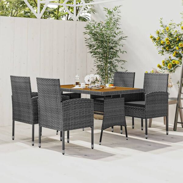 vidaXL Outdoor Dining Set Grey, Dark Grey