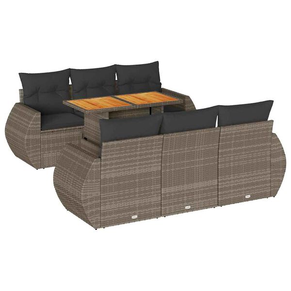 vidaXL Garden Sofa Set Gray, Dark Gray PE rattan Large Adjustable Feet
