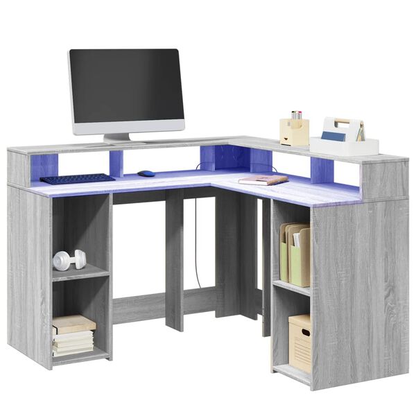 vidaXL Desk Grey Sonoma Engineered Wood Compact Desk Rectangular