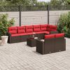 vidaXL 9 Piece Patio Sofa Set with Cushions Brown Poly Rattan