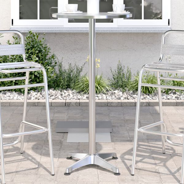 vidaXL Outdoor Bar Table Silver Aluminum, Stainless Steel Small