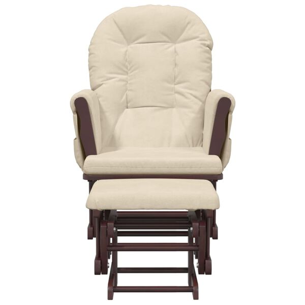 vidaXL Glider Chair With Stool Cream White, Brown