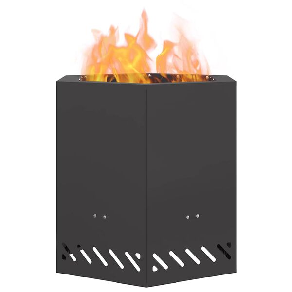 vidaXL Smokeless Fire Pit Black 18.90 x 18.90 x 20.08 in Steel