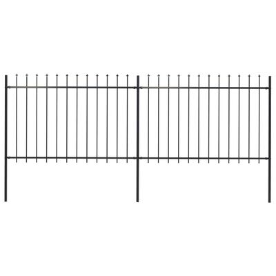 vidaXL Garden Fence with Spear Top Steel 133.9"x47.2" Black