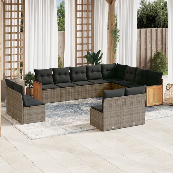 vidaXL Garden Sofa Set Grey, Dark Grey