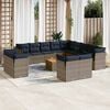 vidaXL 14 Piece Patio Sofa Set with Cushions Gray Poly Rattan