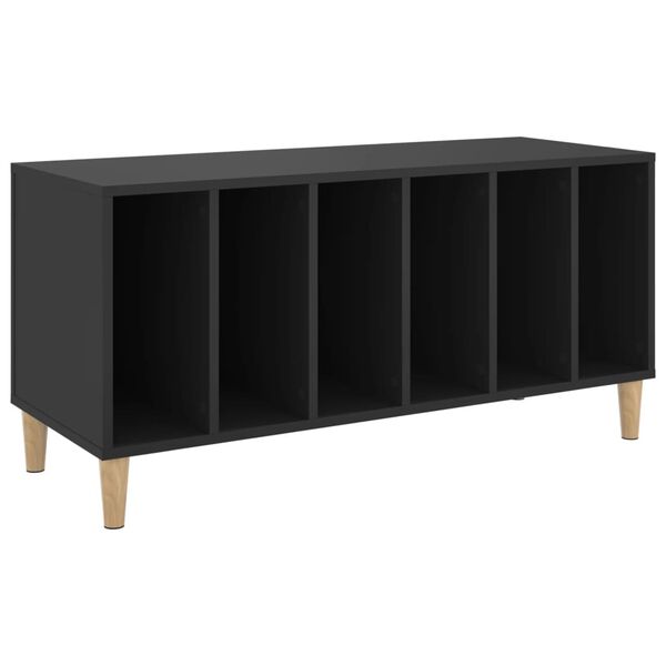 vidaXL Record Cabinet Black Engineered wood, solid eucalyptus wood Medium