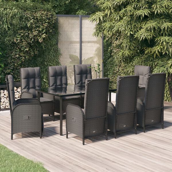 vidaXL Garden Dining Set Black