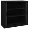 vidaXL Sliding Door Cabinet Black Steel Compact Adjustable Shelves