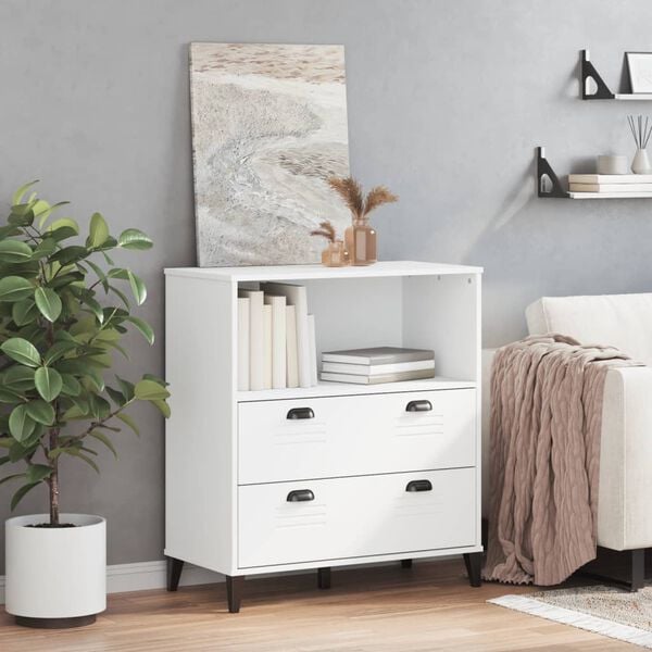 vidaXL Bookshelf White Engineered wood, plastic Medium Bookcase