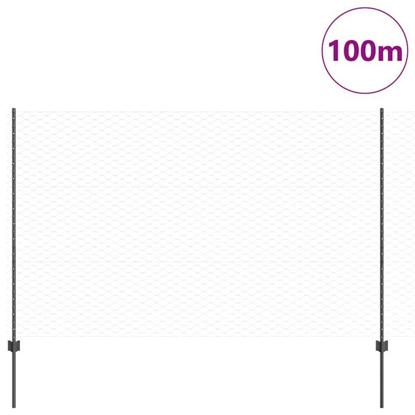 vidaXL Fence and Post Grey 4.92 x 328.08 ft Steel