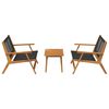 vidaXL Garden Chairs with Table 3 pcs Black 35.4" x 17.7" x 15.7