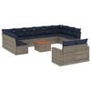 vidaXL 13 Piece Patio Sofa Set with Cushions Gray Poly Rattan
