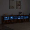 vidaXL Sideboard with LED Lights Smoked Oak 111.4"x14.6"x26.4"