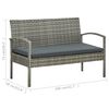 vidaXL Garden Sofa Set Poly rattan: Grey, Cushion: Dark grey