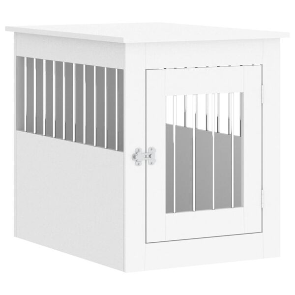 vidaXL Dog Crate Furniture White Engineered wood, steel Medium Dog Crate